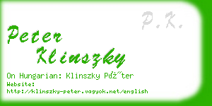 peter klinszky business card